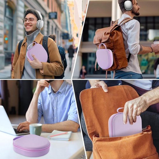 Compatibel met Apple Airpods Max hoofdtelefoons, Eva harde hoes etui shell voor het opbergen van hoofdtelefoons op reis en buitenshuis (Lila) van compatibel — afbeelding 4