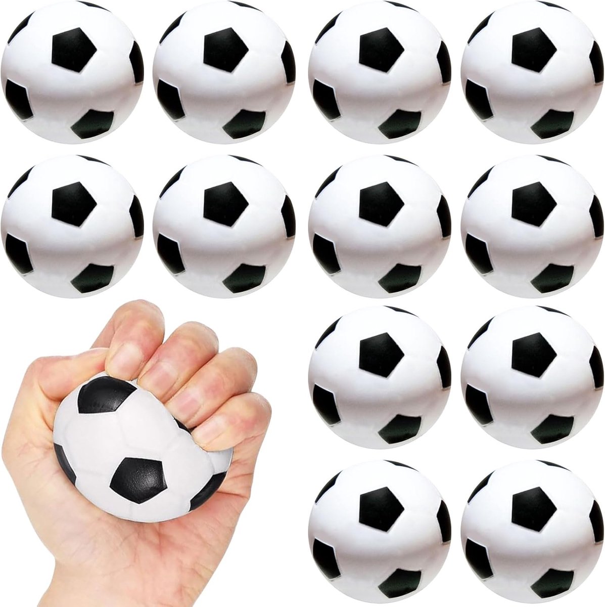 12 stuks mini-voetbalballen van schuim, zachte anti-stressballen voor kinderen en volwassenen, mini-sportballen