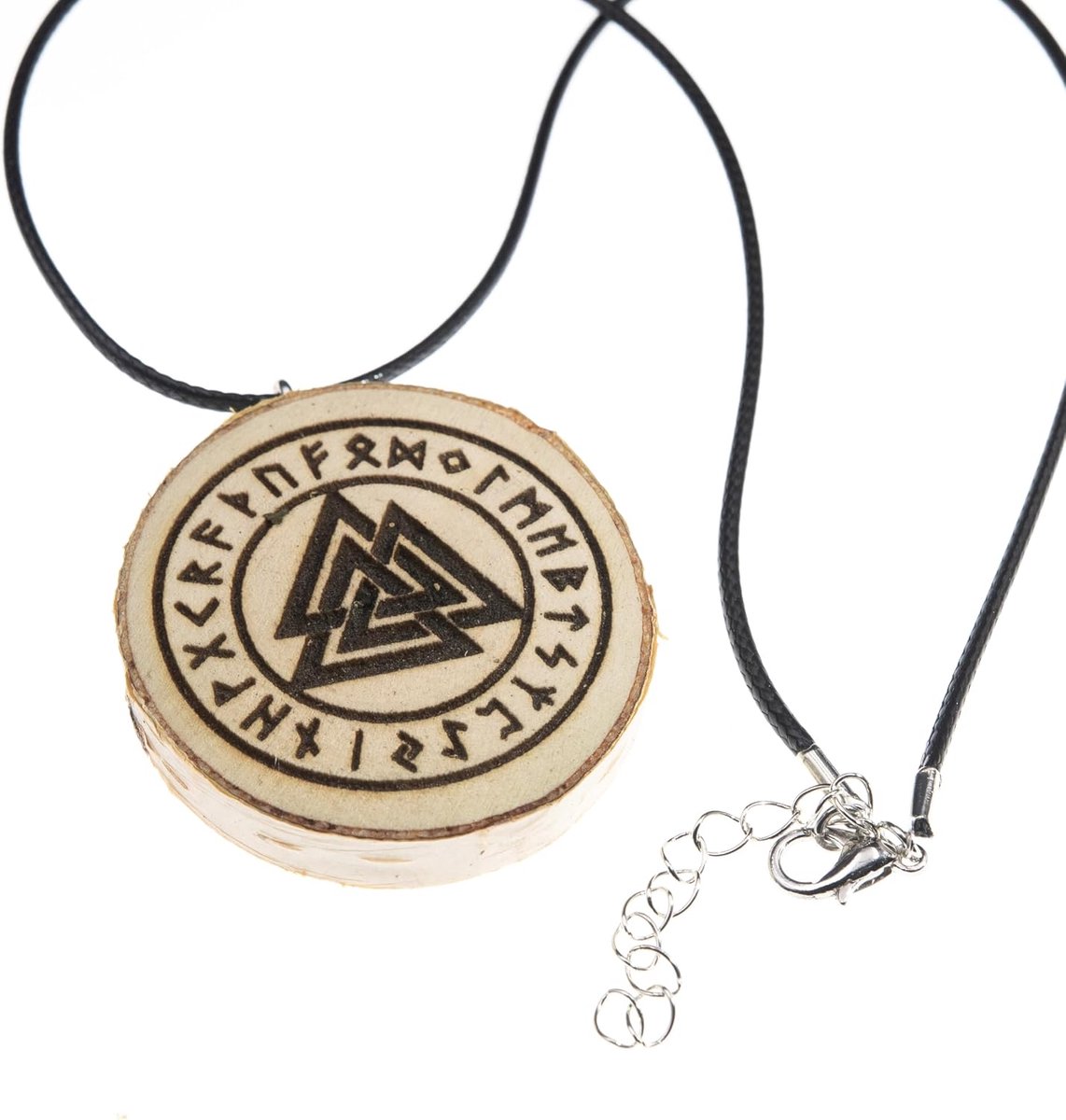 Generico Hanger van natuurlijk hout met Valknut Odins knoop, Eén maat, Hout, hout
