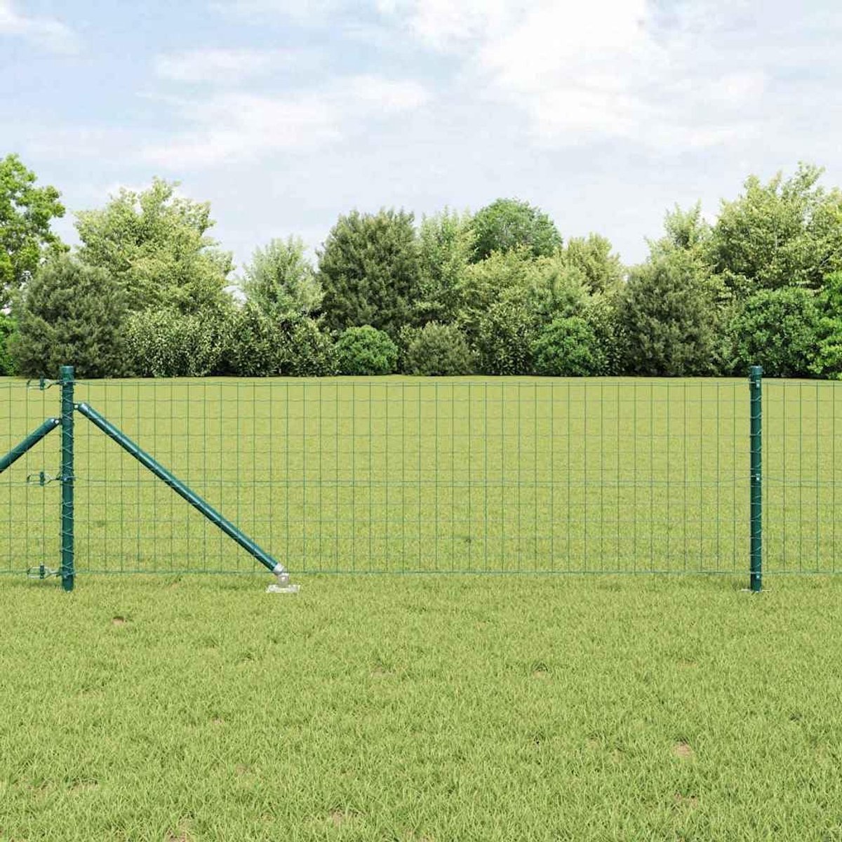 Tuinhek van metaal, omheiningen, weerbestendig en gepoedercoat, stabiele inkijkbescherming voor terras, erf en tuinen, groen, 50 x 0,6 m (50 x 50 mm mesh), spikeanchorfix)