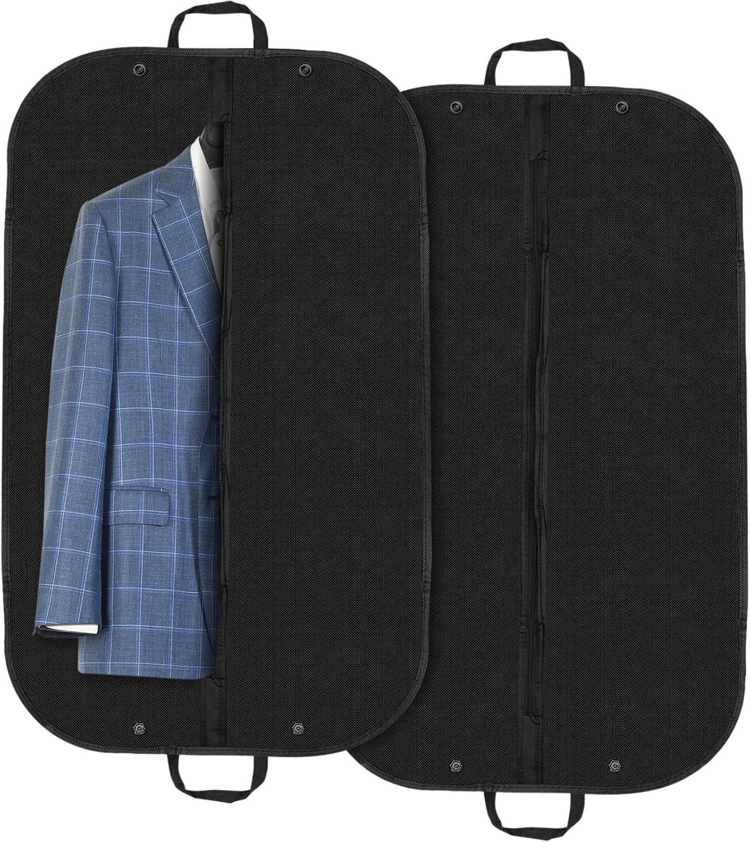 2 stuks paktas, zwarte kledingzakken voor mannen met handgrepen, 60 x 100 cm | Kledinghoezen beschermer, stofdichte pakken, reisdragerhoes met rits, ademende opslag voor jassen, thuis, reizen, bruiloft