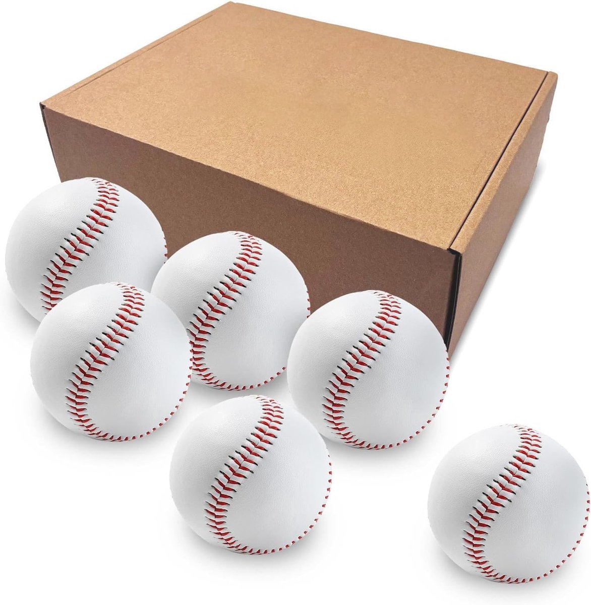 Professionele honkbals, 9 inch, handgenaaide honkbals, hard hout/zachte rubberen kern, baseballen voor volwassenen, jeugdtraining, professionele honkbalwedstrijden (6 stuks, harde bal)