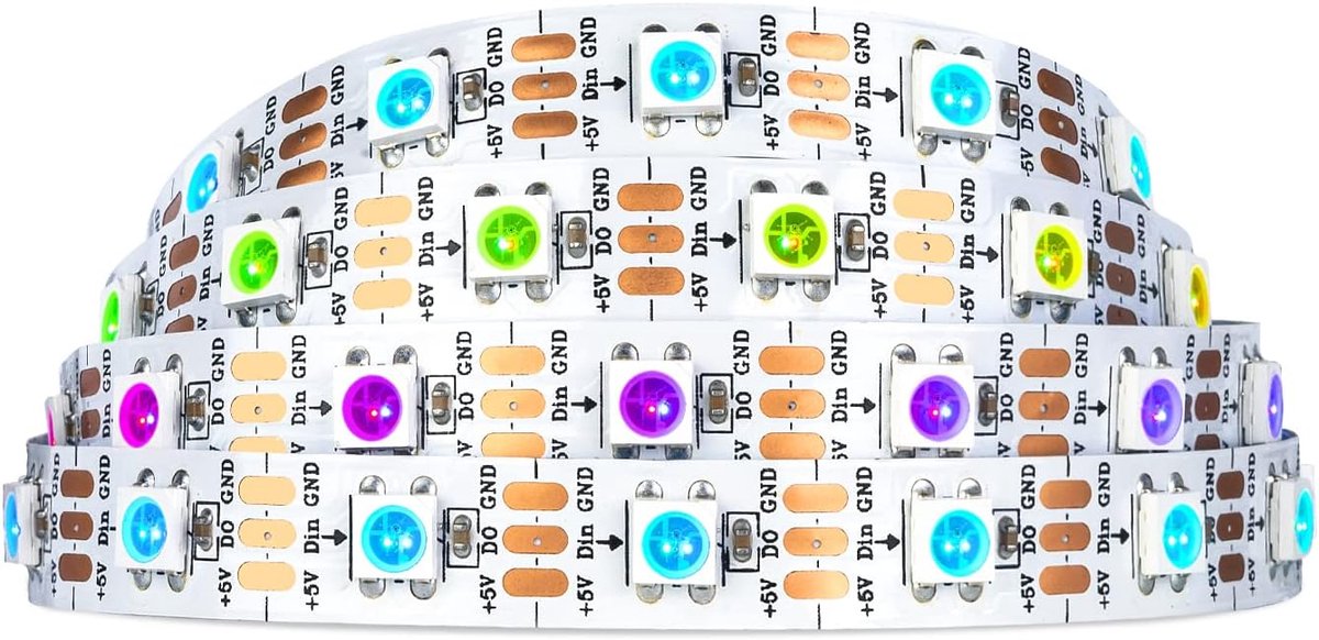 WS2812B ECO 1M 60LEDs DC5V Individueel adresseerbare LED strip Individueel SMD5050 RGB 60 pixels droomkleur programmeerbaar Neopixel LED lichtstrip flexibel IP30 niet waterdicht wit PCB