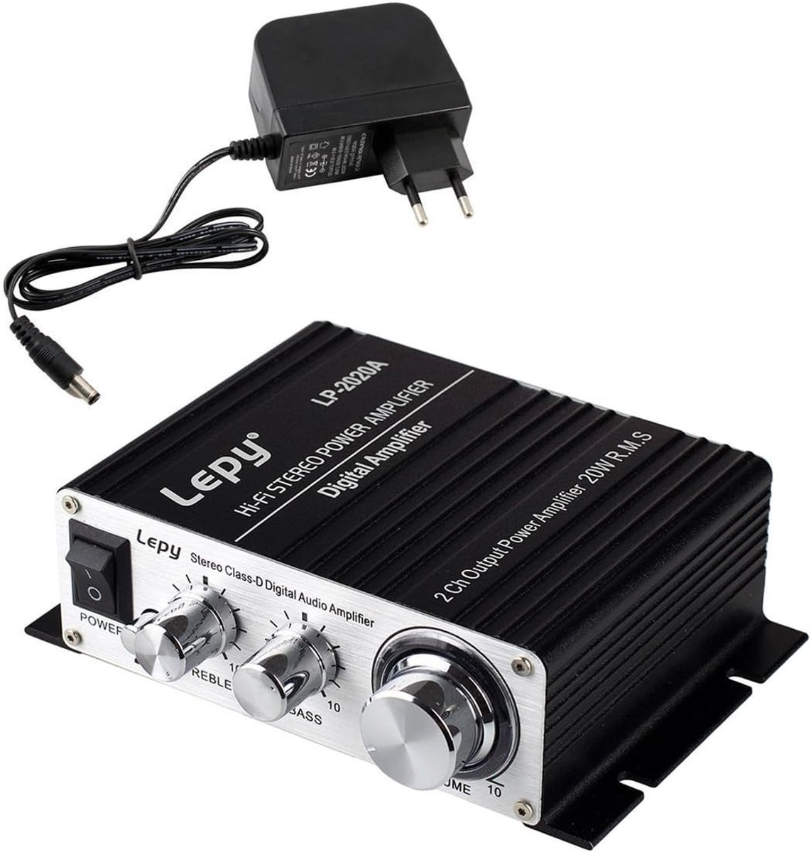 Stereo versterker 2 x 20 watt - zwart - compact ontwerp - ideaal voor muziekstreaming - SnelShoppen