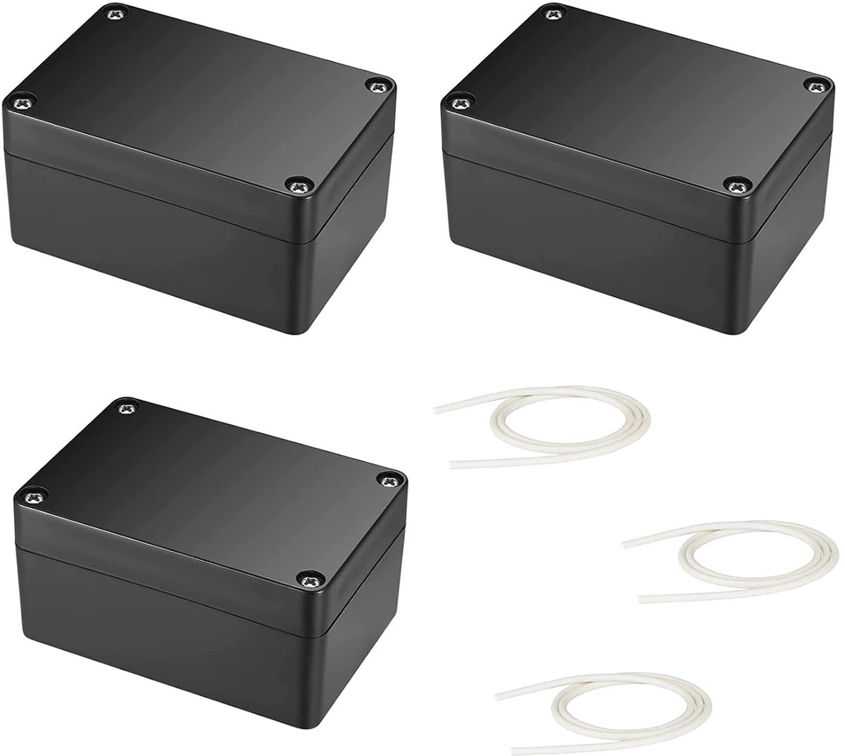 Aansluitdozen, zwarte elektronische projectdoos, elektronische behuizing van kunststof, voor doe-het-zelf stroomadapter, 100 x 68 x 50 mm