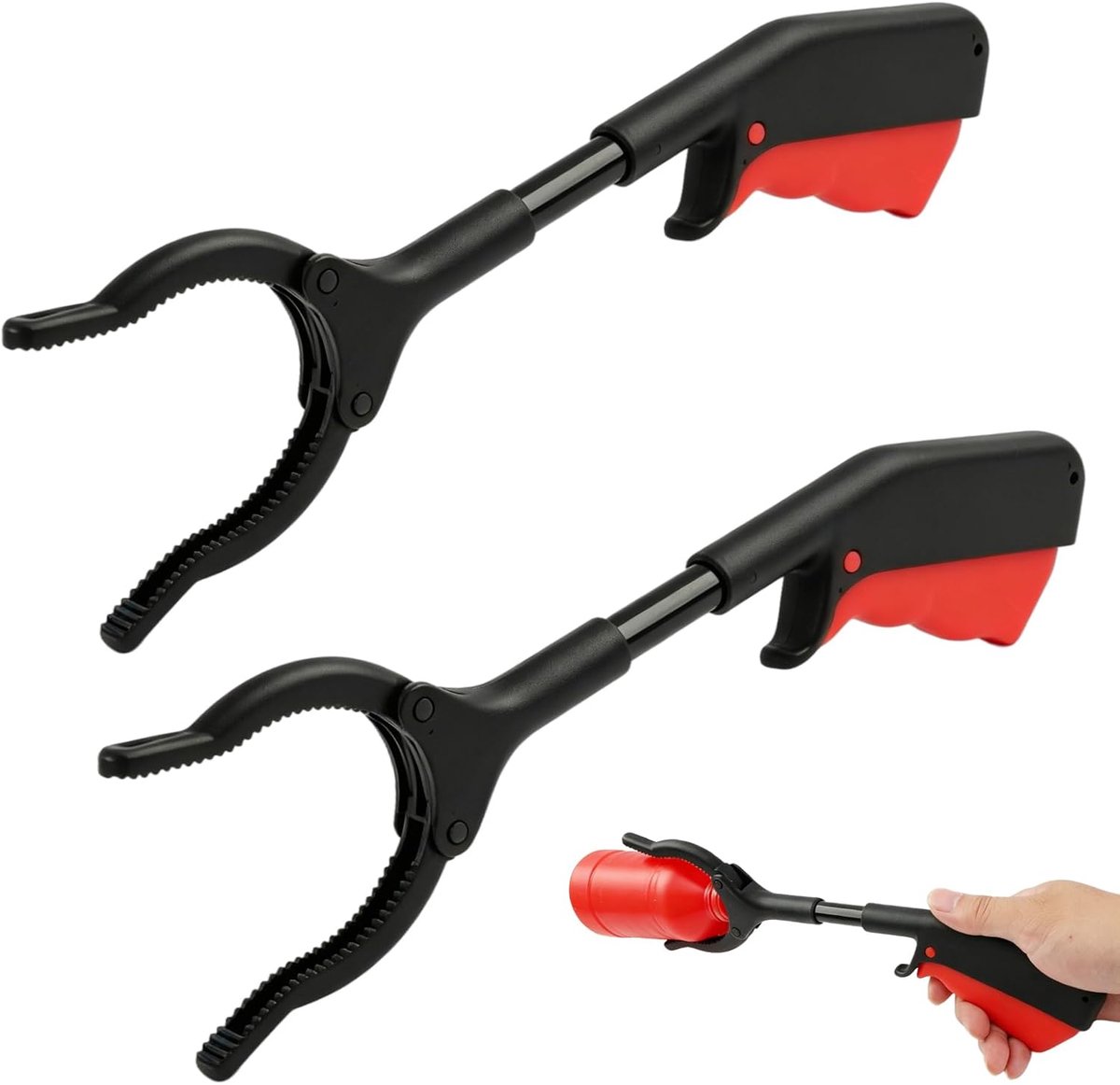 Sofun 2 stuks grijptang, 30 cm, afvalgrijper van ijzeren buizen, draagbare vuilnistang om op te tillen, geschikt voor senioren en kinderen, reinigingsgereedschap voor huishouden, balkon en badkamer