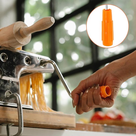 Handgreep voor pastamachine, verwisselbare metalen crank, accessoires voor zelfgemaakte pasta, universele compatibiliteit met pastamollen (oranje) — afbeelding 5