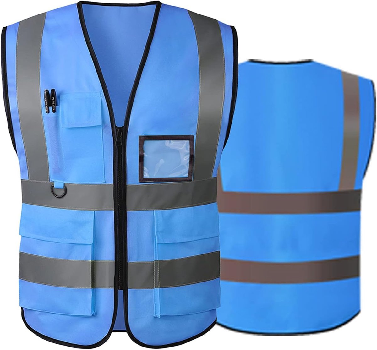 Vis Vesten voor Vrouwen Mannen Hoge Zichtbaarheid Reflecterende Veiligheid Veiligheid Vest met Zakken Rits Voorzijde Voldoet aan ANSI/ISEA Normen