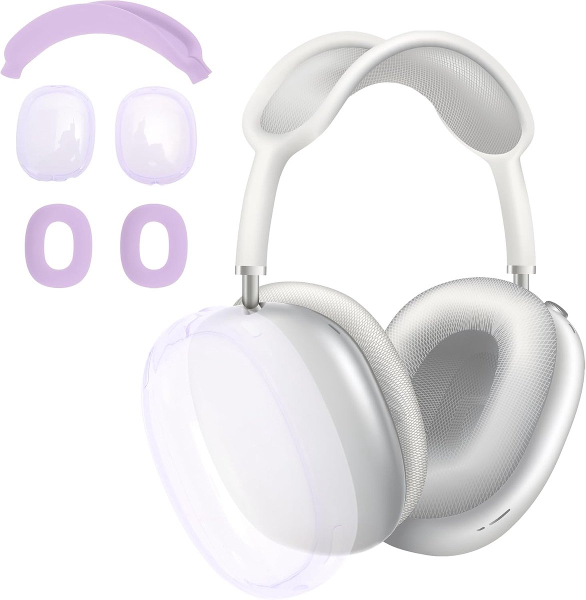 3-in-1 hoes voor Airpod Max, siliconen oorkussens, beschermhoezen met TPU-beschermhoes, hoofdband, cover, case, paars