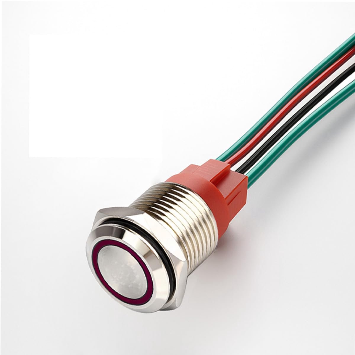 12V-24V/15A Momentary Drukknop NO Waterdichte Rode LED Licht Verlichte 19mm Metalen Power Start drukknop met Socket Plug Draad