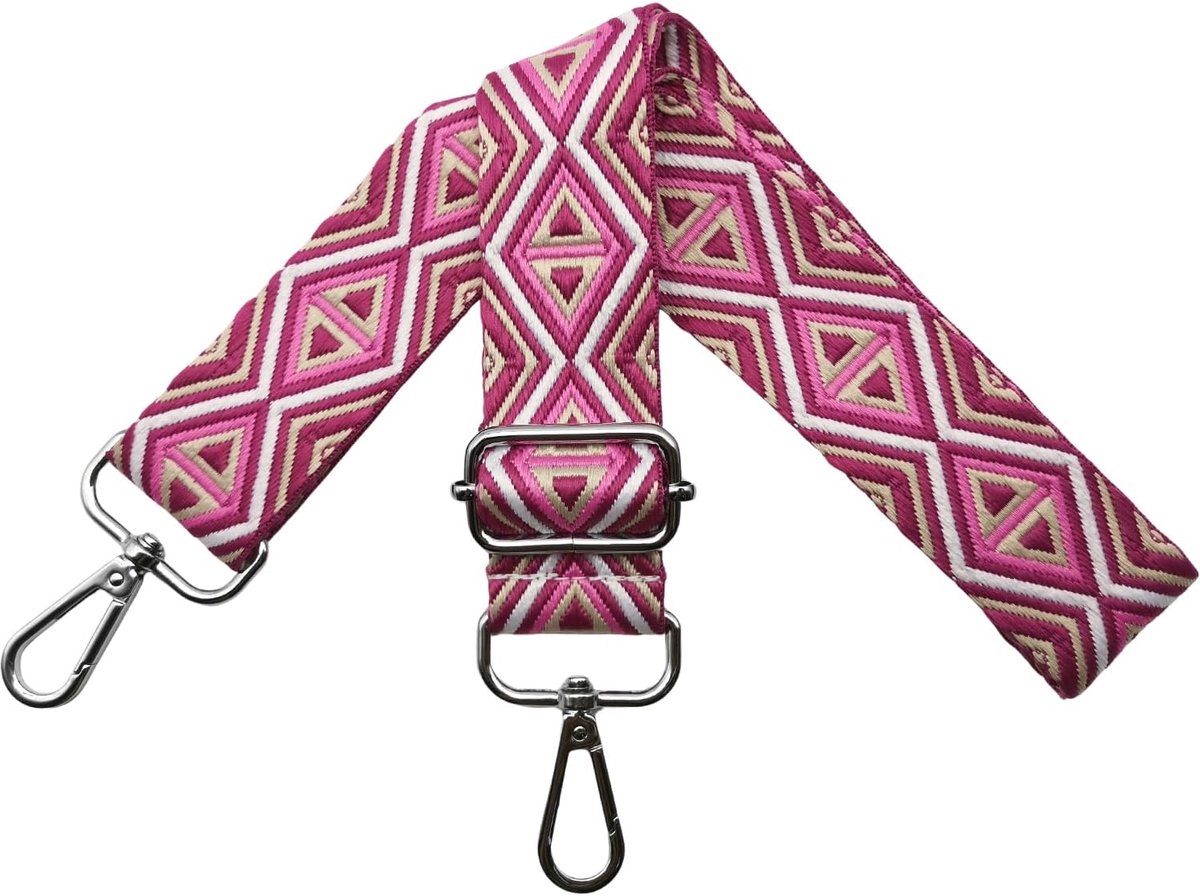 Schouderriem voor tassen, tasriemen om te wisselen, schouderriem voor tassen, schouderriem 3,8 cm breed met zilveren karabijnhaak, zakband voor dames, handtassen, kleurrijk, M, Rosé, 80