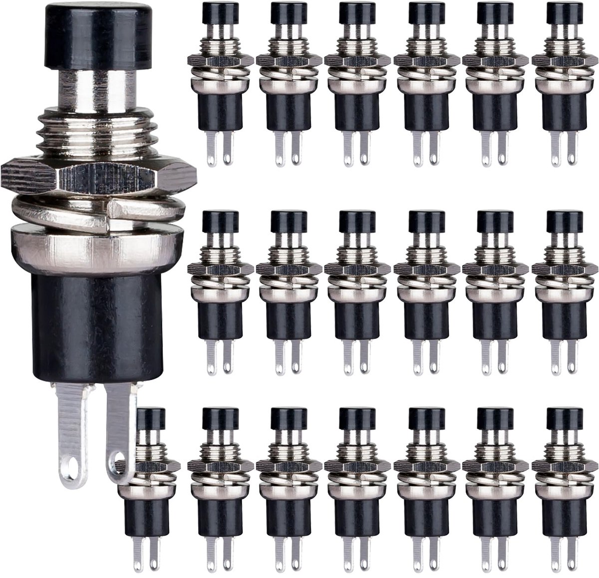 1A 250 V AC SPST Normal open (NO) Momentary switch 2-pole Mini microswitch black cap 20 pieces