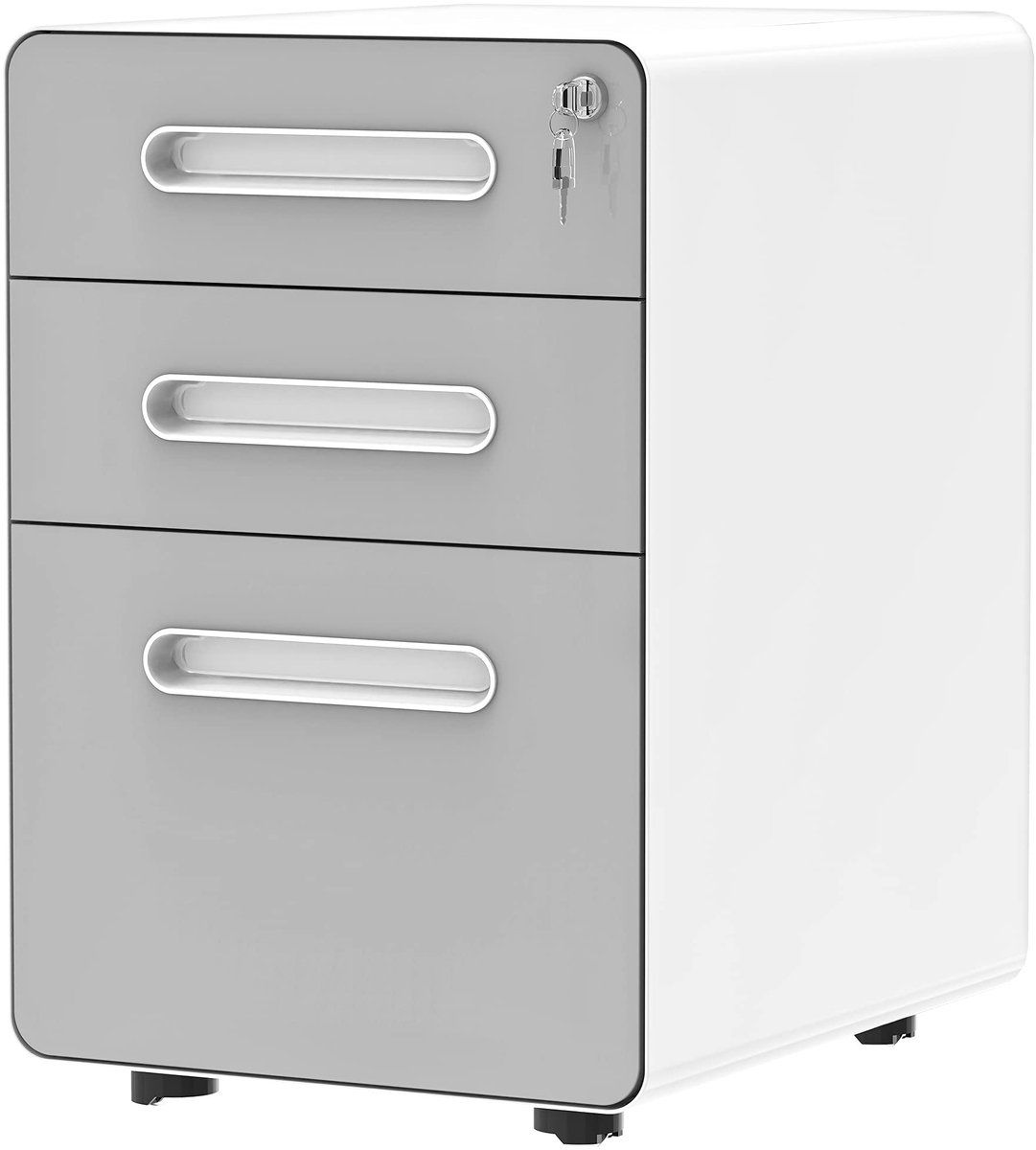 SnelShoppen - Rollende Archiefkast met 3 Laden - Metalen Mobiele Archiefkast met Slot - Geschikt voor Juridische/Brief/A4-formaat - Volledig Gemonteer
