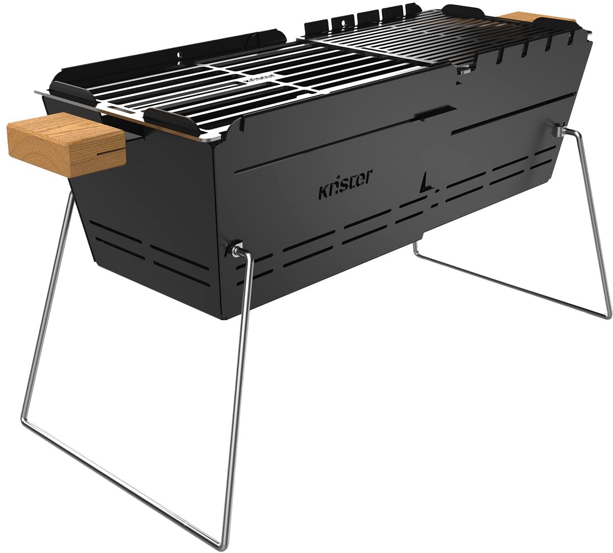 SnelShoppen - Mobiele BBQ Houtskoolgrill voor Onderweg - Knister Grill Original voor Tot 8 Personen - Ideaal voor Camping, Tuin, Feestjes, en Barbecue