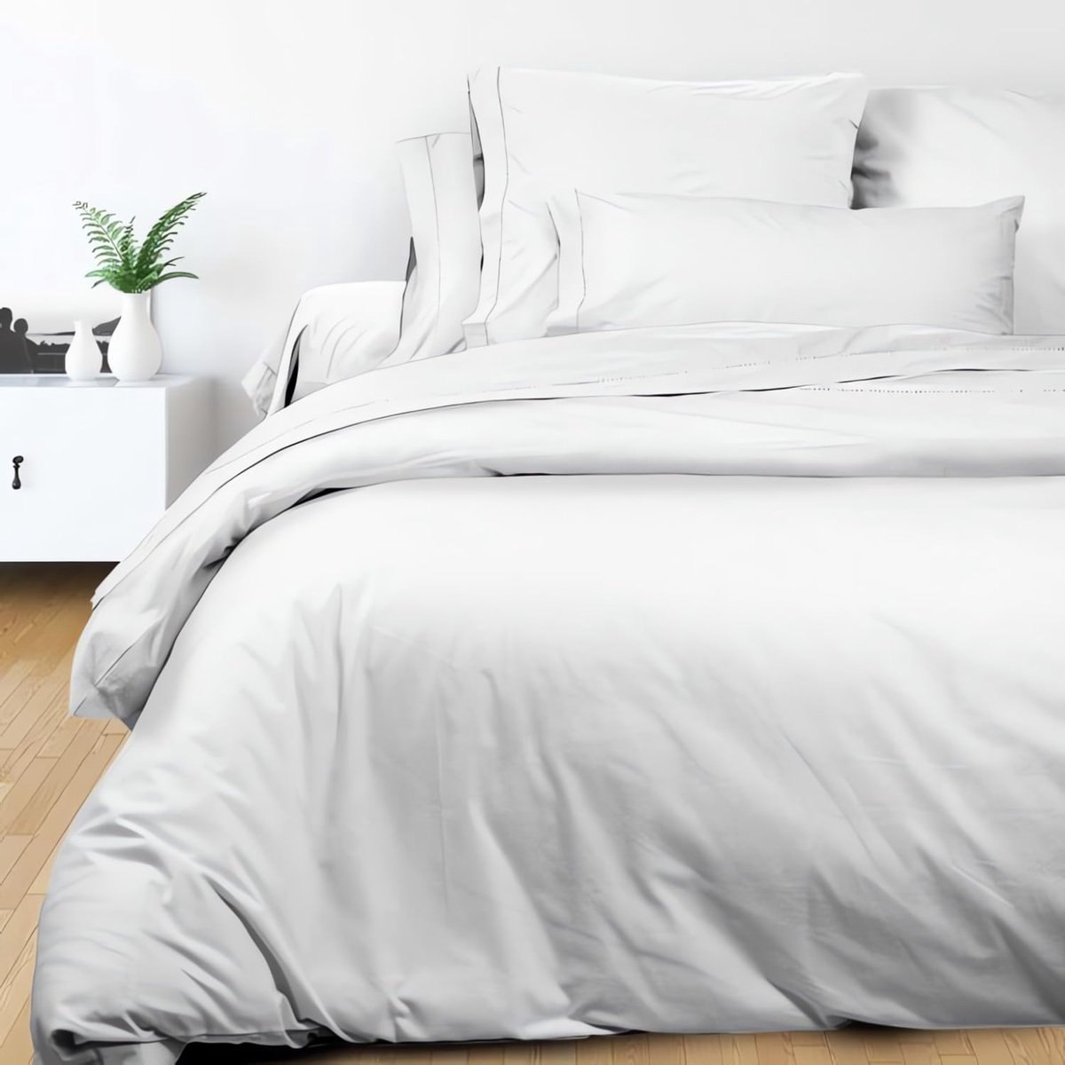 SnelShoppen - Dekbedovertrek Omslag van Katoen, Wit, Percal, 260 x 240 cm, Luxe Dekbedset voor Slaapkamer, Geschikt voor Alle Seizoenen