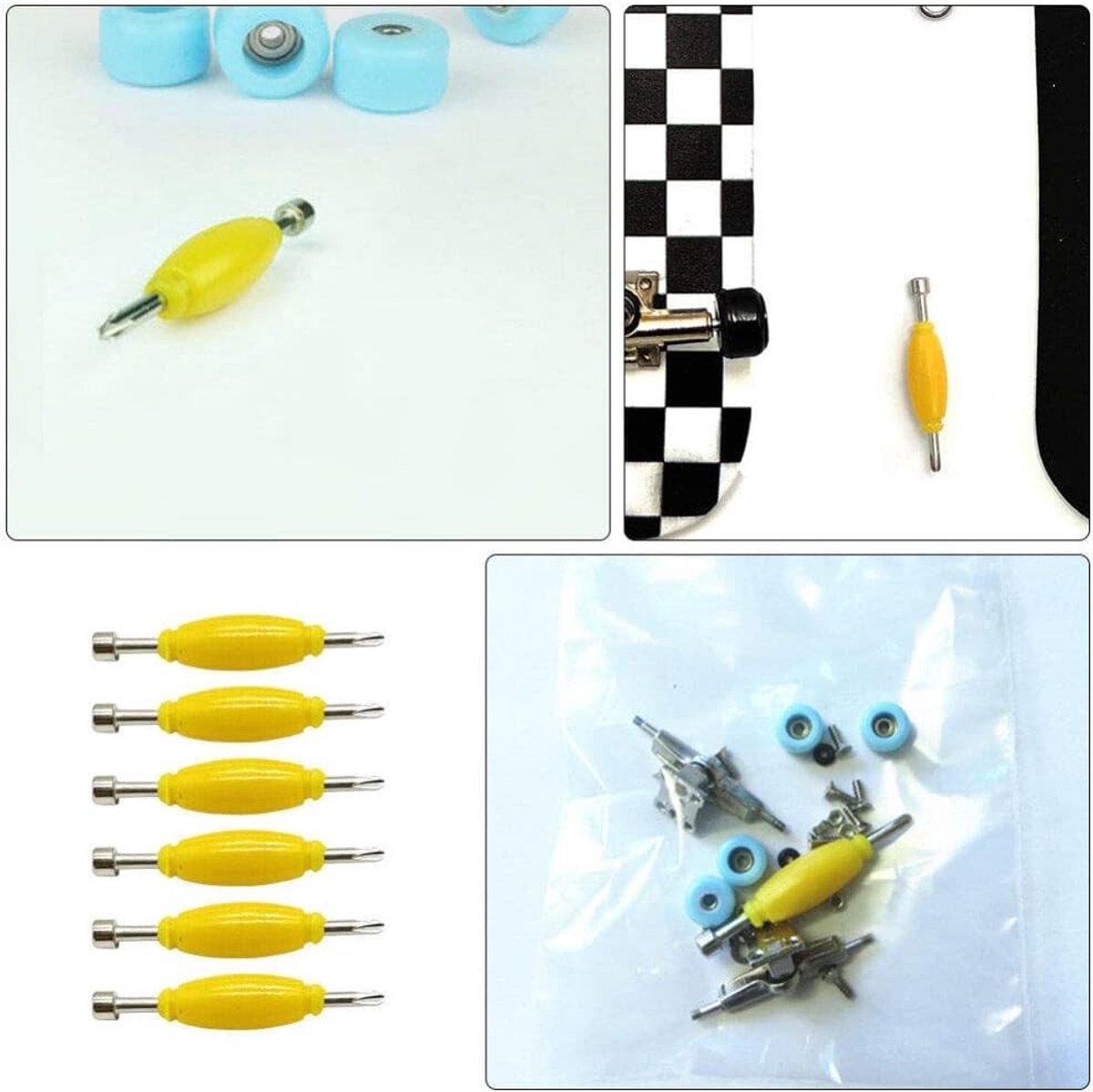6 Stuks Skateboard Schroevendraaier Set - Mini Tools voor DIY Skateboards, Dubbelzijdige Metalen Gereedschappen en Vinger Schroevendraaiers