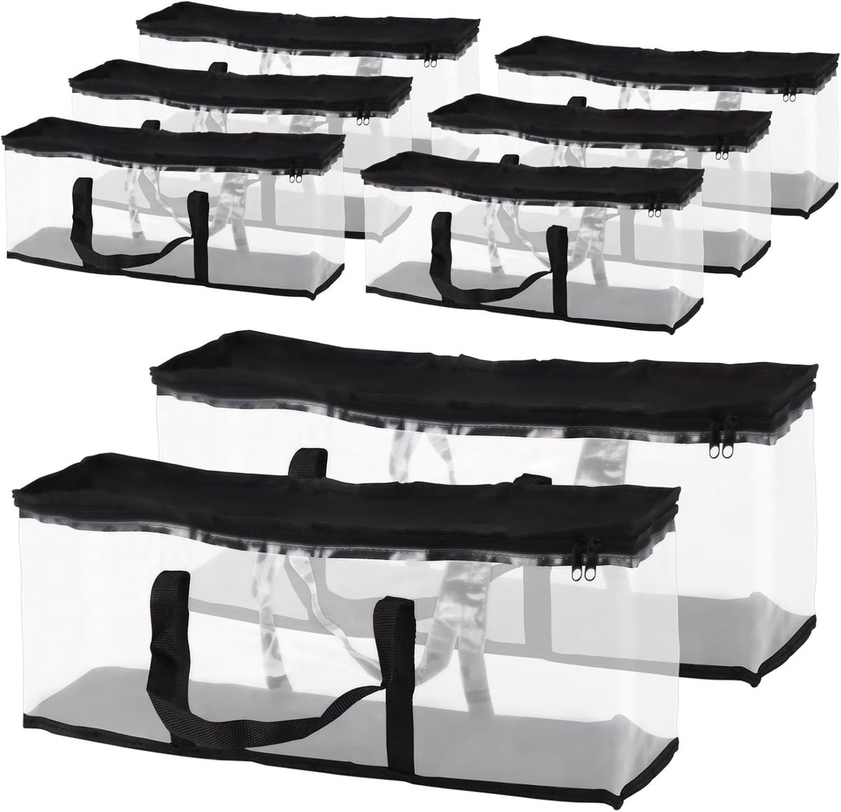 8 Stuks DVD Opbergzakken voor Tot 320 DVD's, Waterdichte PVC Mediaopslag met Rits en Handvatten, Ideaal voor Films en Boeken, Zwart