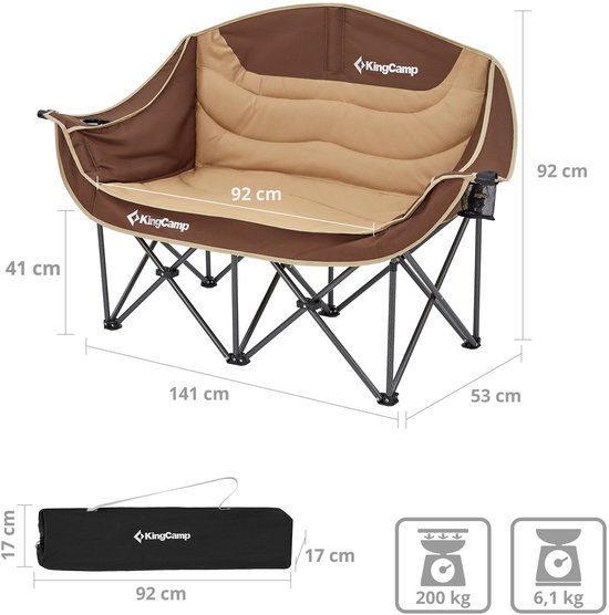 Campingbank Duo Deluxe dubbel - Lounge 2-persoons klapstoel bank 200 kg — afbeelding 4