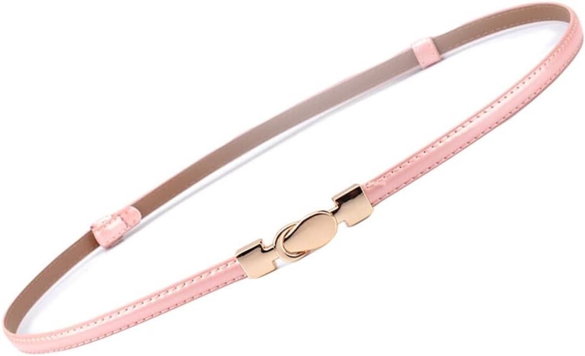 Dunne Leren Riem voor Vrouwen - Verstelbare Tailleband voor Jurken en Jeans, Roze, One Size