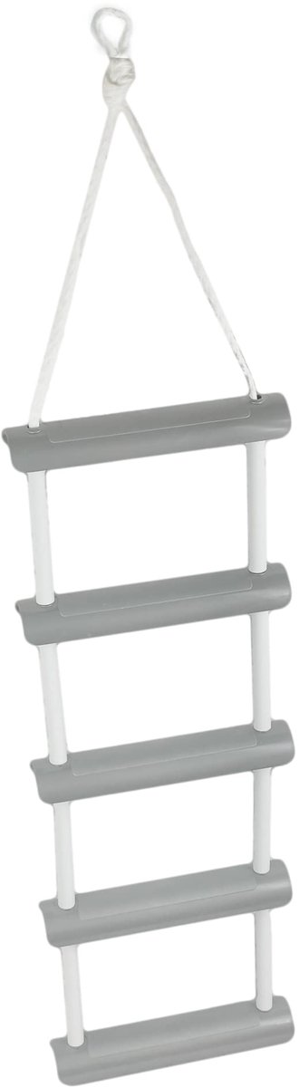 SnelShoppen - Touwladder met 5 Kunststof Treden, Tijdelijke Instapladder 146 x 30 cm, Ideaal voor Kinderen, Tuin, Camping en Feesten