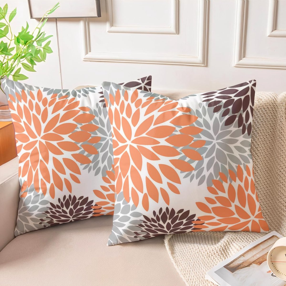 SnelShoppen - Fluwelen Kussenslopen Set van 2, Bruin, 40 x 40 cm, Taupe en Grijs, Decoratieve Zachte Sierkussenhoezen voor Woonkamer, Herfst en Winter