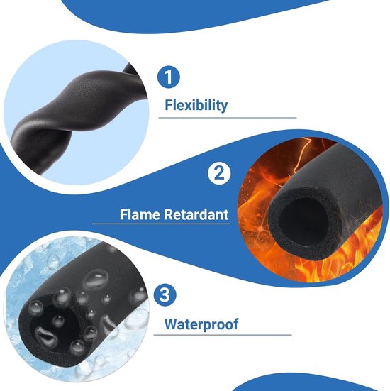 Ronde foam isolatie voor verwarmingsbuizen, 1,7 m lang, 16 mm diameter, geschikt voor waterleidingen en fitnessapparatuur, isolatie voor koper- en verwarmingsbuizen — afbeelding 5