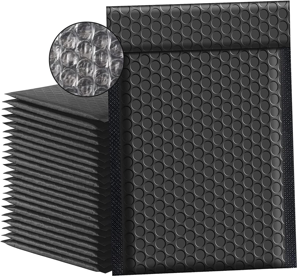 SnelShoppen - Pack van 50 Luchtkussenenveloppen Zelfklevend voor Verzending, Verpakking en Opslag (13x18cm, Zwart)