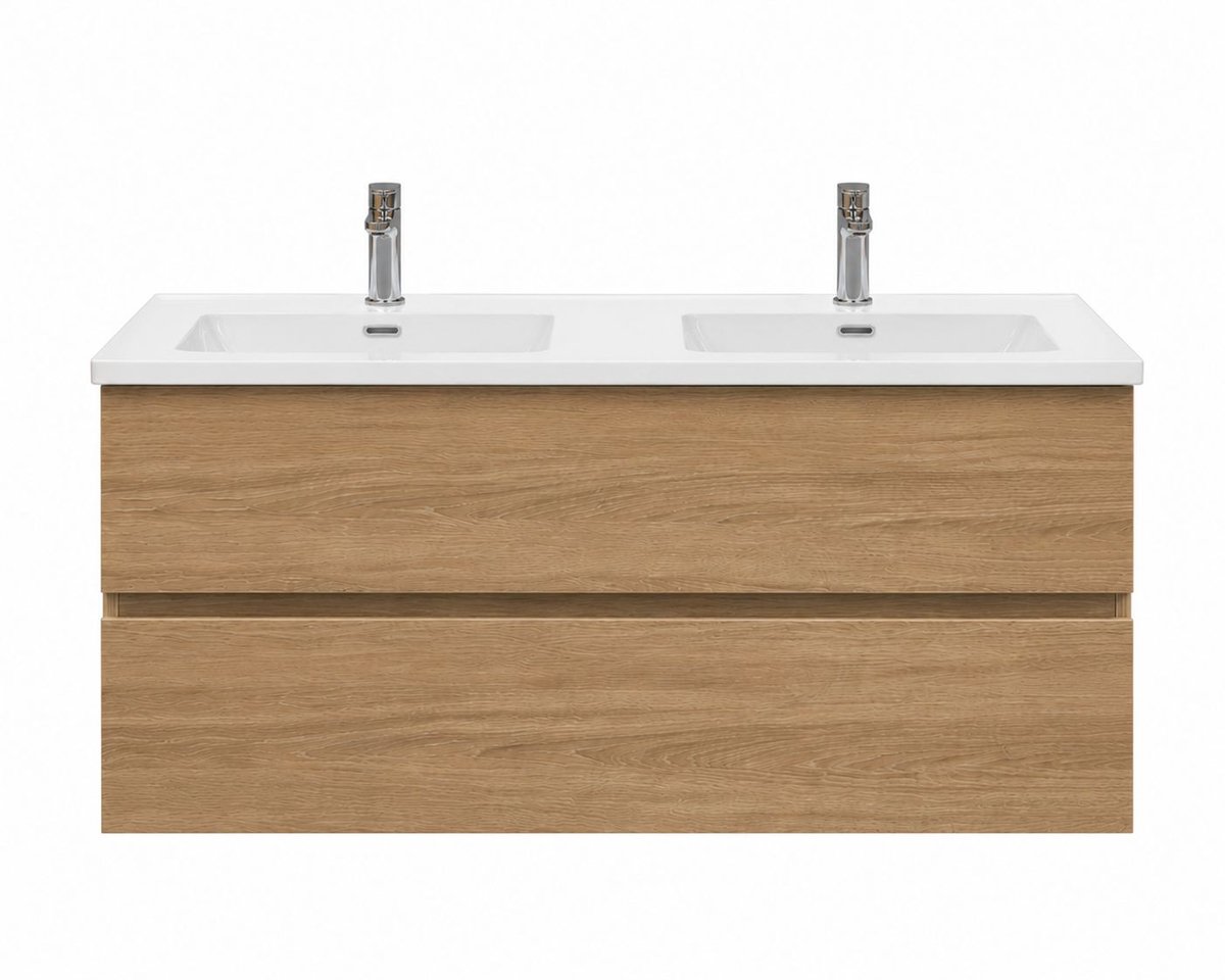 Luxelvia Badkamermeubel Meubelset Eikgrijs 120 x 50 x 58 cm – Strakke Design met Wastafel | Soft-close, Vochtbestendig Multiplex
