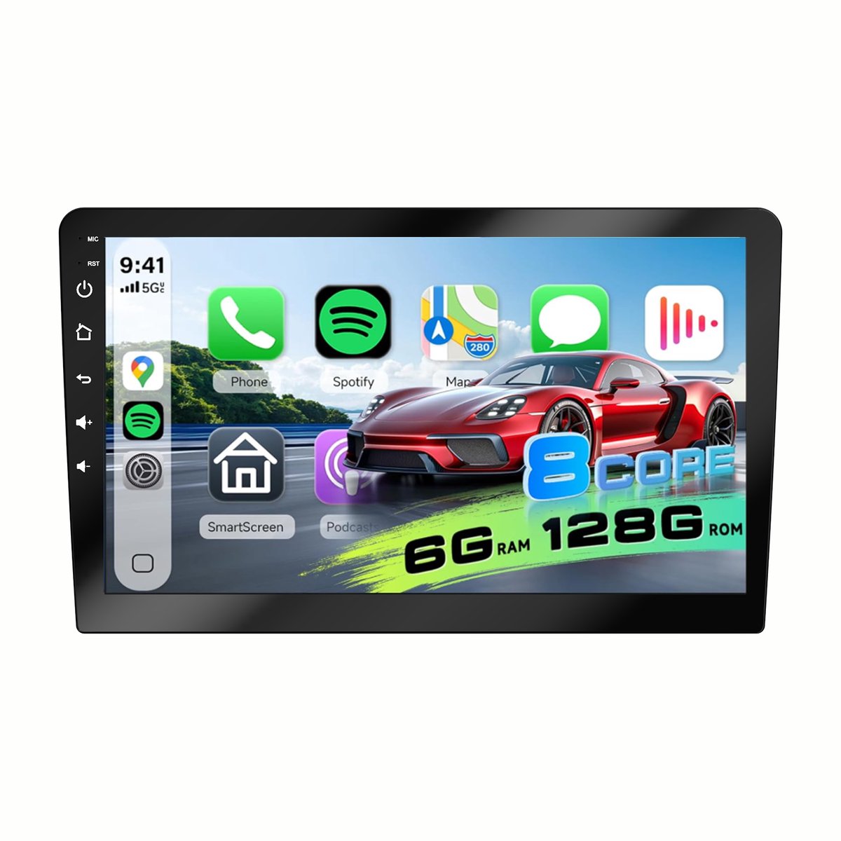 ESSGOO Autoradio 2Din Universeel - 10.1 Inch IPS HD Touchscreen - Android 15 - Apple Carplay & Android Auto (Draadloos) - 6+128GB - GPS Navigatiesysteem - Bluetooth, WiFi, MP5