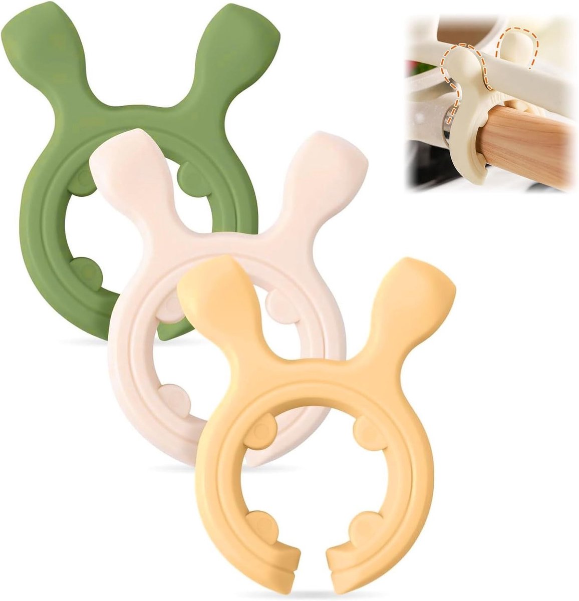 Siliconen lepelhouder voor gezinnen, hobbykoks en kampeerders - ideaal voor soep, pasta en pap in de keuken (beige, geel, groen)