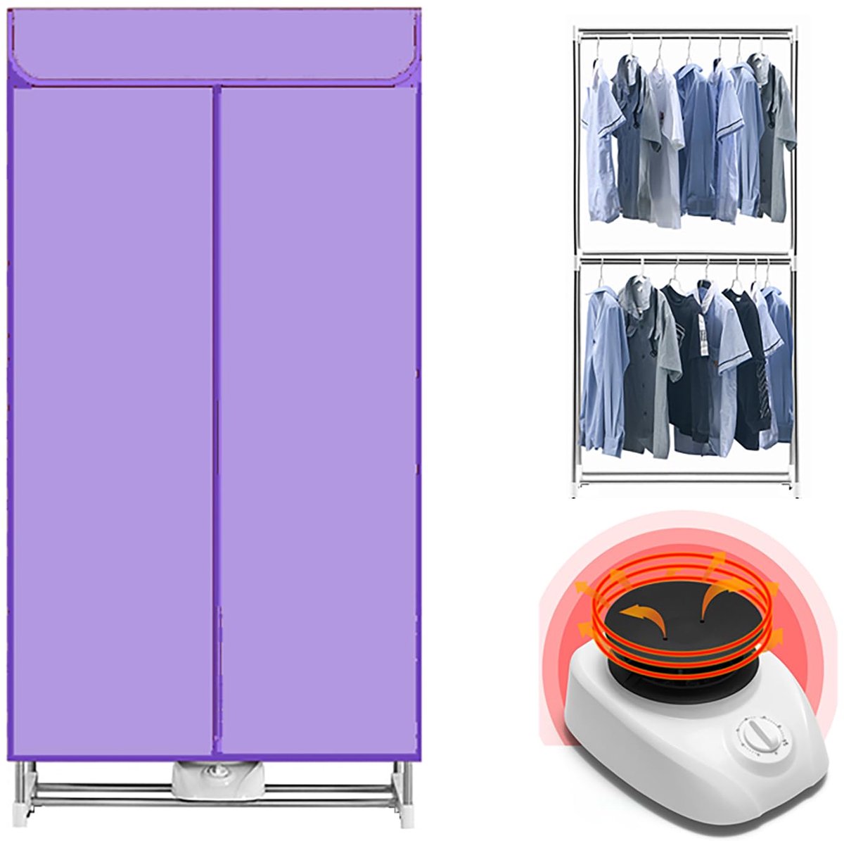 SnelShoppen - Draagbare Elektrische Droger - Compacte Mini Wasdroger - Binnengebruik - 1000W - EU Stekker - Ideaal voor Camping, Kleine Huishoudens, S