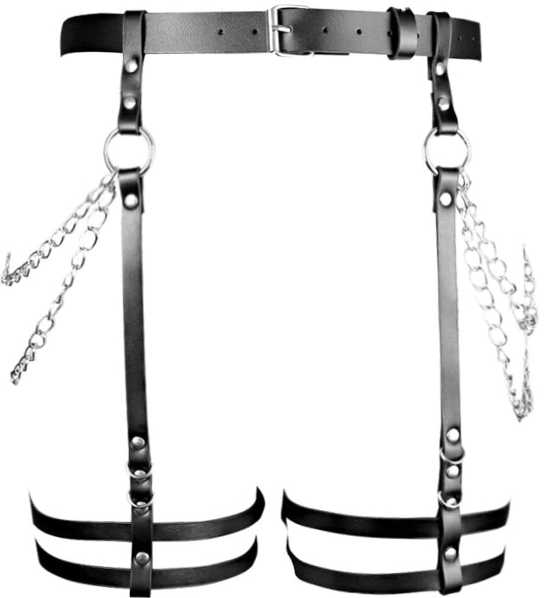 SnelShoppen - KOEMCY Punk leren lichaamsketting, harnas leren tailleketting, gothic rok riem met pijpen, harnas kousenbanden voor vrouwen en meisjes,