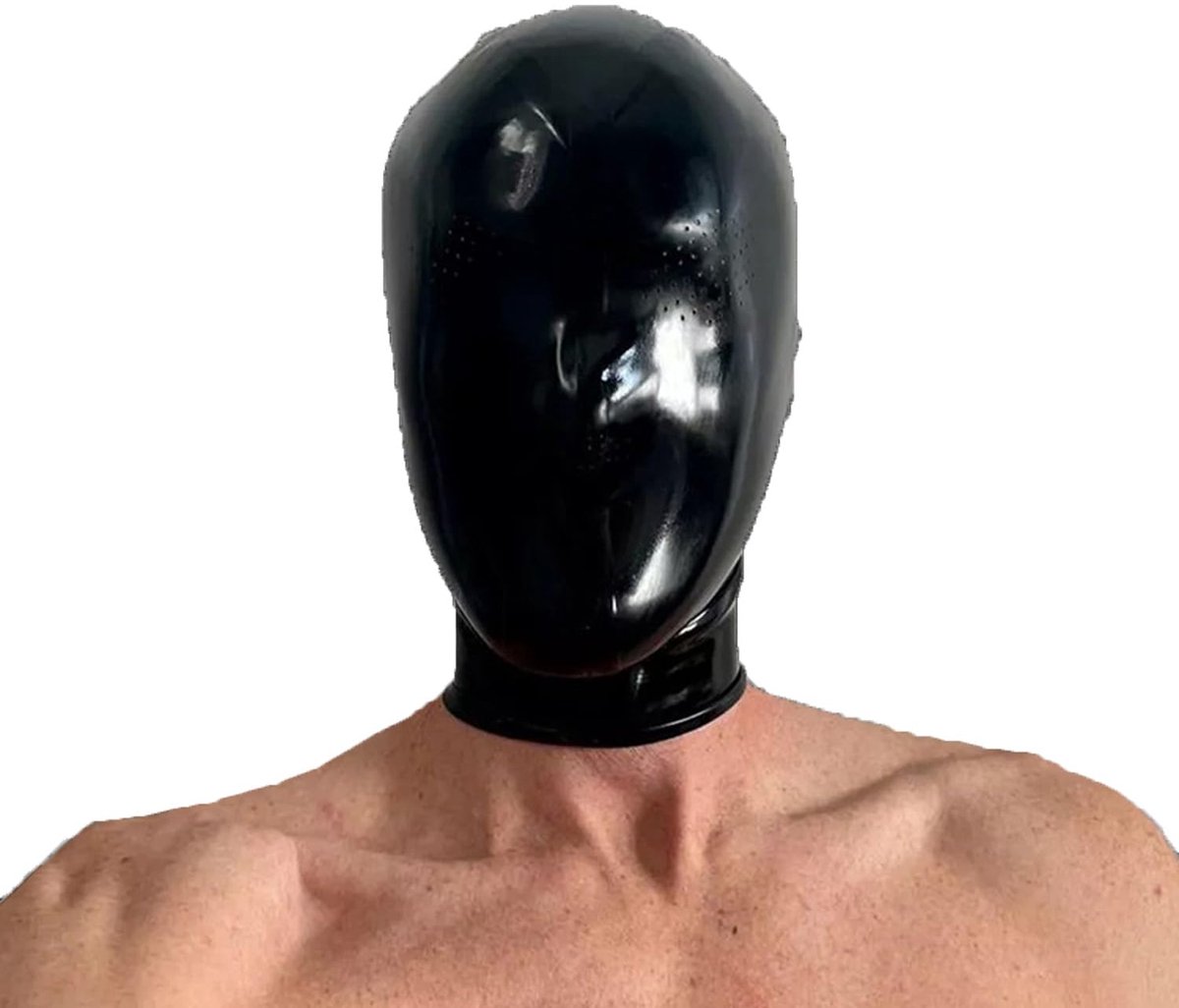 SnelShoppen - Zwart Latex Kapmasker, Volledig Rubberen Gezichtsmasker voor Mannen en Vrouwen, Cosplay Kostuums voor Feest en Clubkleding - M