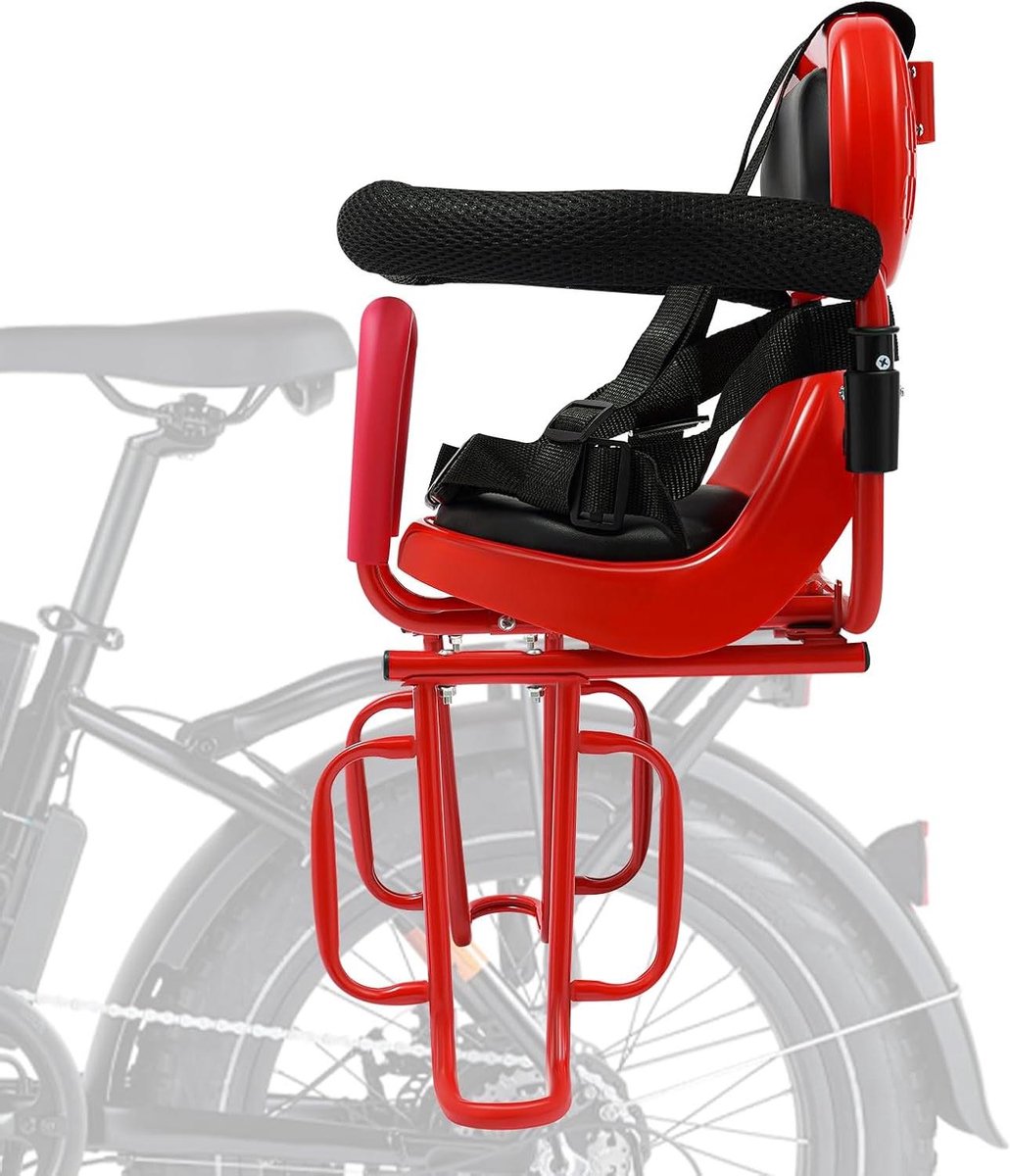 Kinder Fietsstoel - Achterzitje Kind - Veilig Fietsen - U-vormige Handgreep - 6 Maanden tot 6 Jaar - Rood