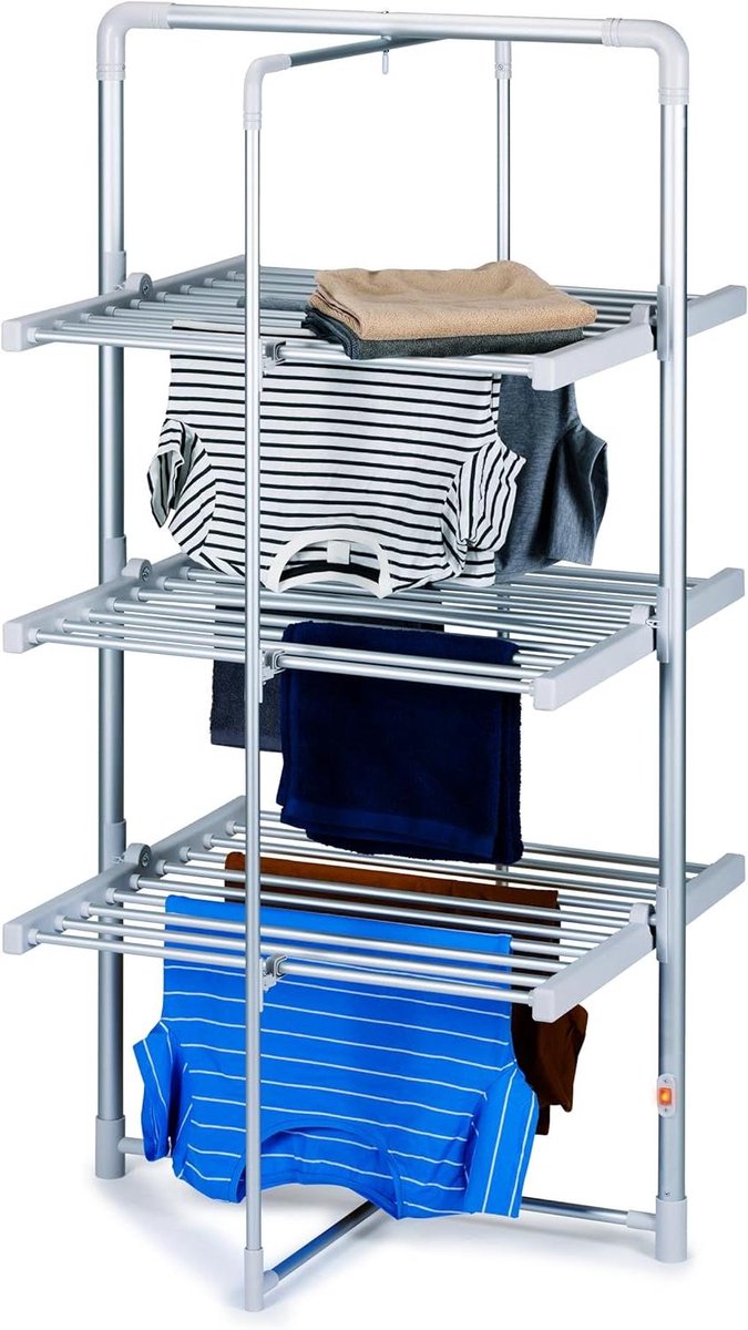 Elektrische Droogmolen Droogtoren Wasrek Sneller Kleding Drogen Instelbare Temperatuur 21 Meter Droogruimte Grijs