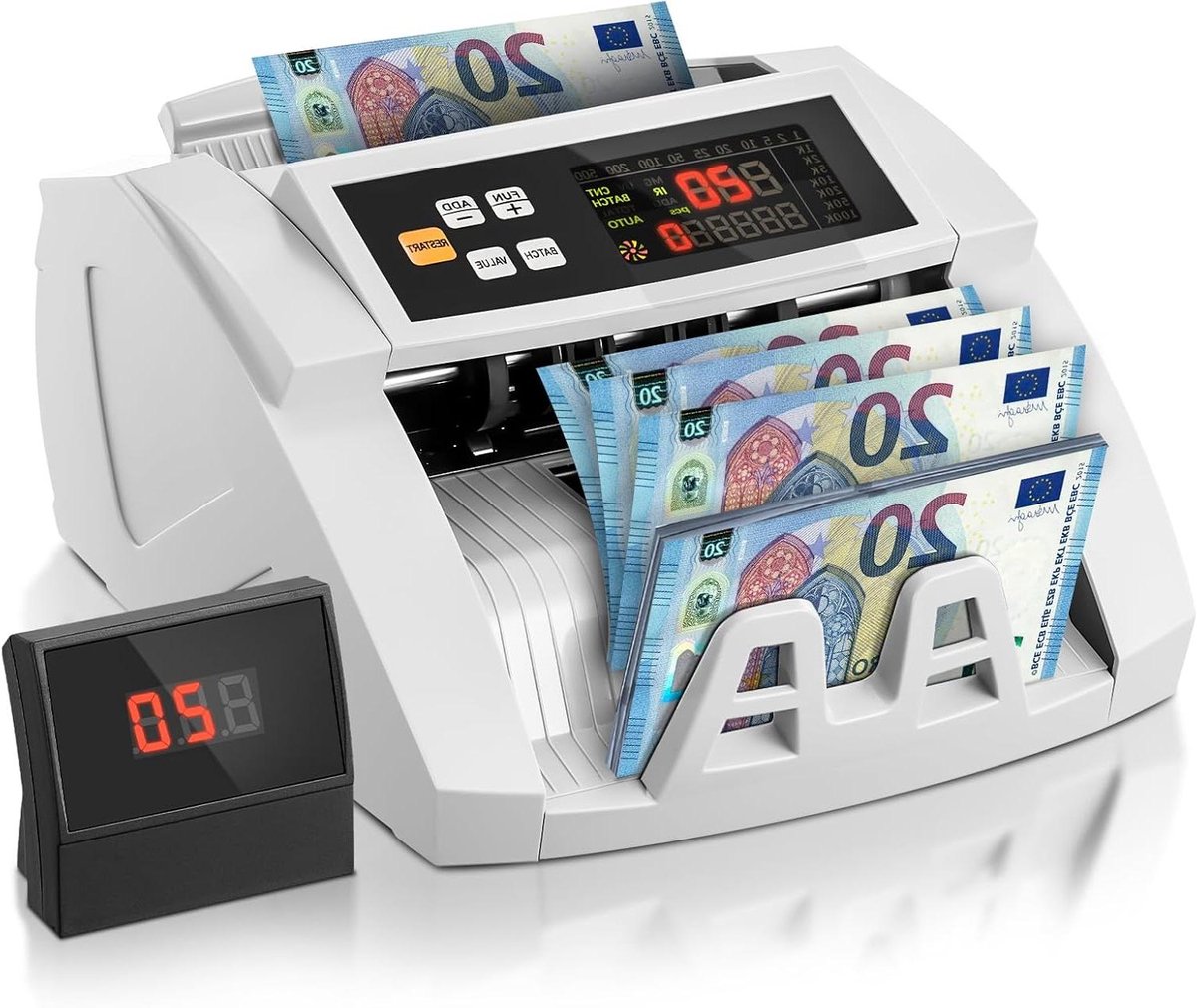 Geld Tel Machine - Bankbiljet Teller - Efficiënt Geld Tellen - Meervoudige Detectie - 1100 Biljetten/Min - Wit