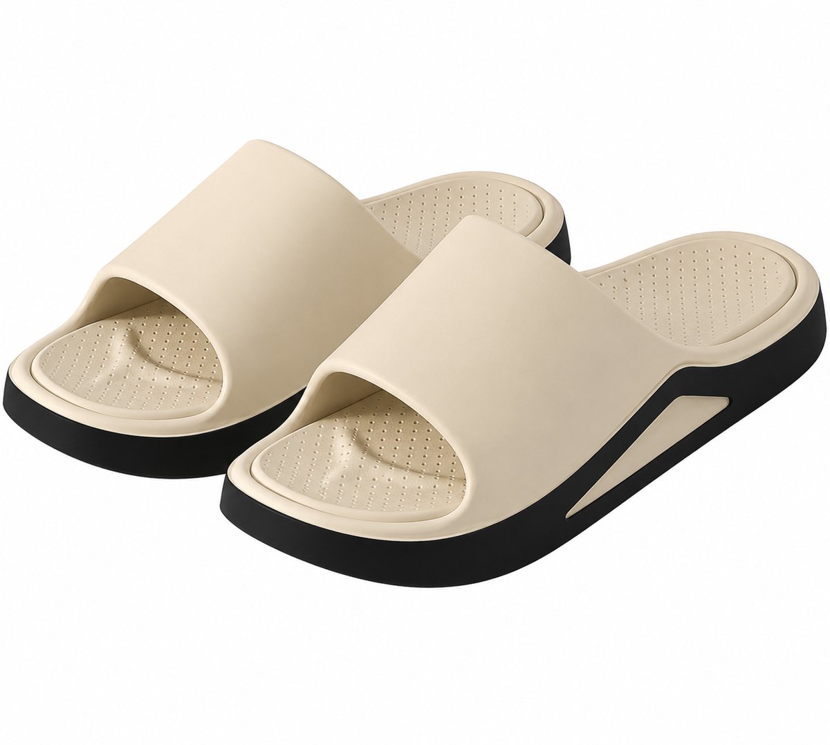 Khaki badslippers heren en dames instap slippers EVA antislip open teen dik zool lichtgewicht douche slippers strand slippers geschikt voor binnen en buiten maat 45