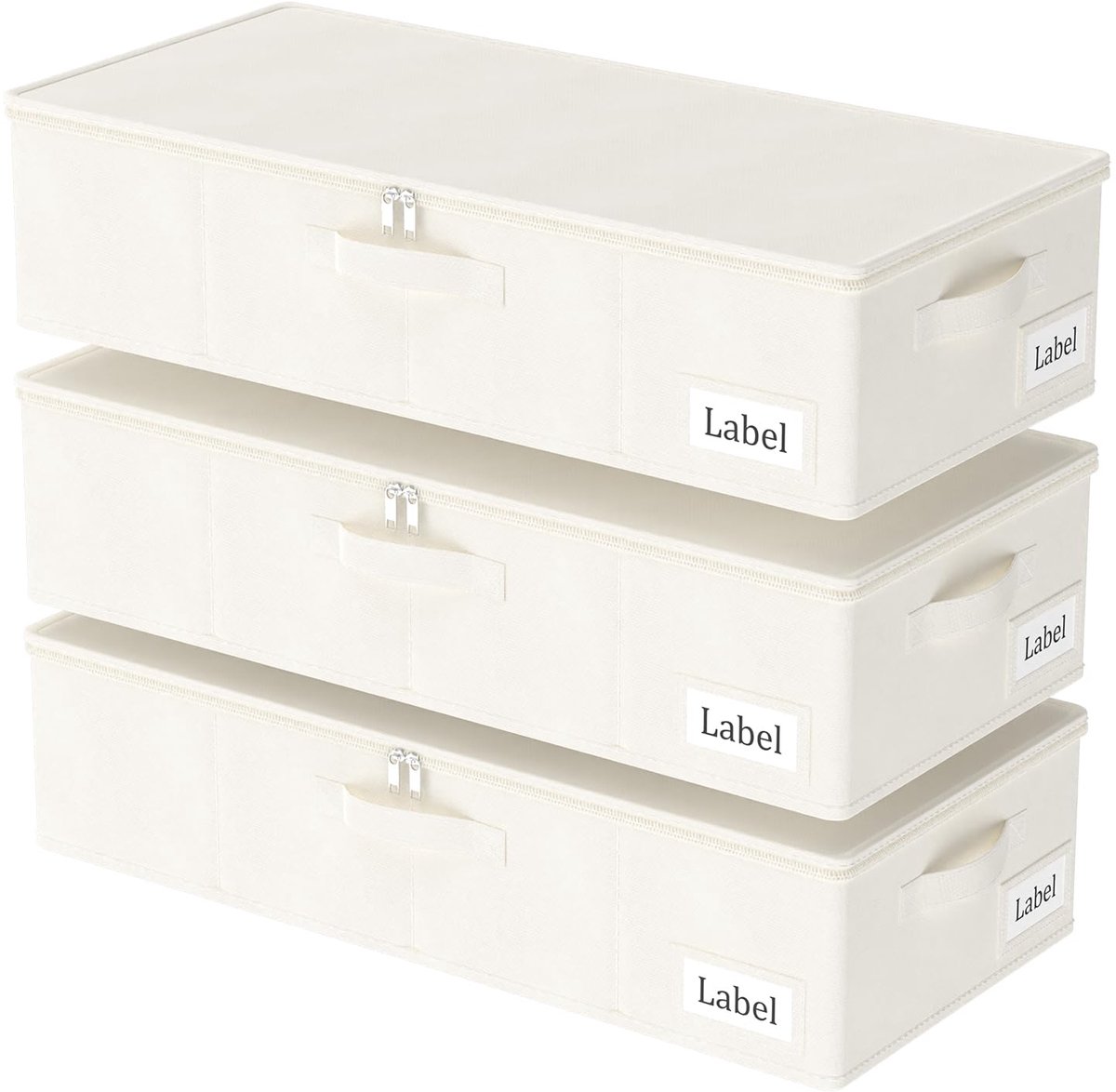 SnelShoppen - Opvouwbare Opbergmand voor Onder Het Bed met Deksel - Opbergtas Commode met Duurzame Ritssluiting en Handgrepen - 3-Pack 60x30x15cm - Be