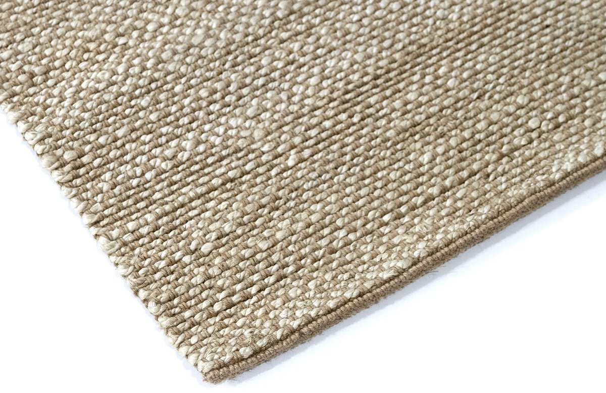 SnelShoppen - Handgeweven Jute Tapijt Giralda 100% Zacht en Duurzaam voor Woonkamer, Eetkamer, Slaapkamer, Hal - Wit 110x60 cm