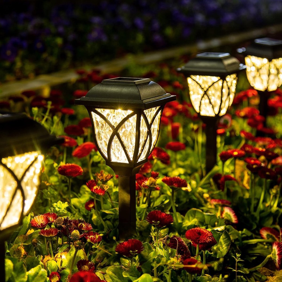 SnelShoppen - Zonnelampen voor buiten, 6 stuks, LED tuinverlichting op zonne-energie, warm wit, ideaal voor tuin, terras, balkon, looppad, sfeervolle