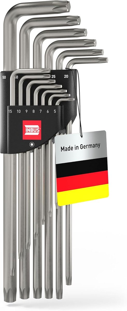 SnelShoppen - TORX Hoeksleutel Set 13st. Extra Lang TX5–50 - Hoogwaardig Staal - Perfect voor TORX-Schroeven - Made in Germany