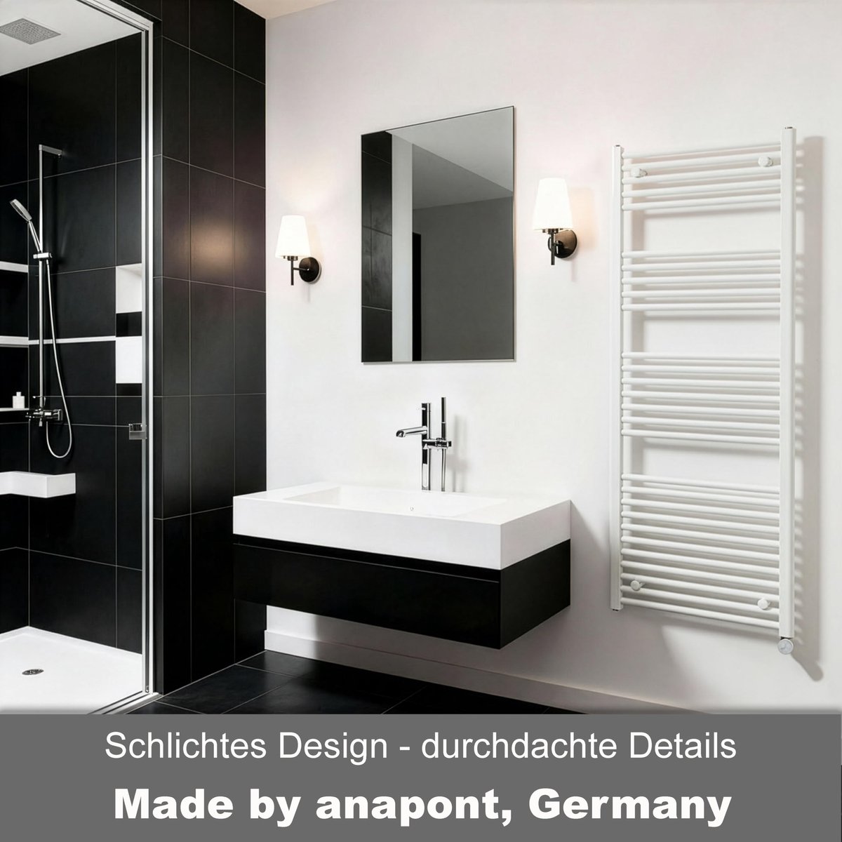 SnelShoppen - WiFi en Bluetooth elektrische badkamerradiator 1475x600 - witte handdoekradiator - efficiënte elektrische badverwarming - handdoekverwar