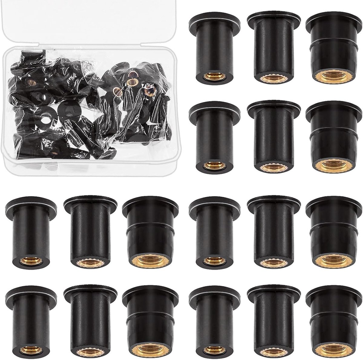 37-delige Rubber Shaft Nuts Kit voor M4, M5, M6 - Neopreen en Messing Expansie Moeren voor Motoren, Kano's en Boten