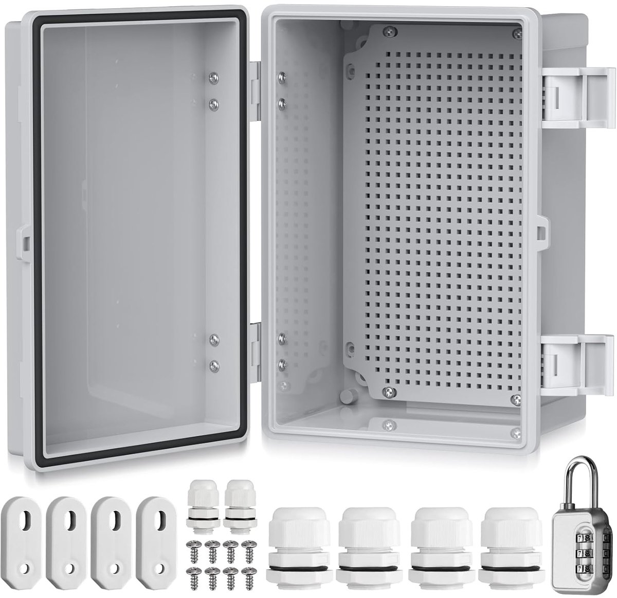 SnelShoppen - Waterdichte Verdeelkast IP67 - Aansluitdoos voor Buiten - Grijze Schakelkast van ABS-Kunststof - Stekkerdoos met Montageaccessoires - 30