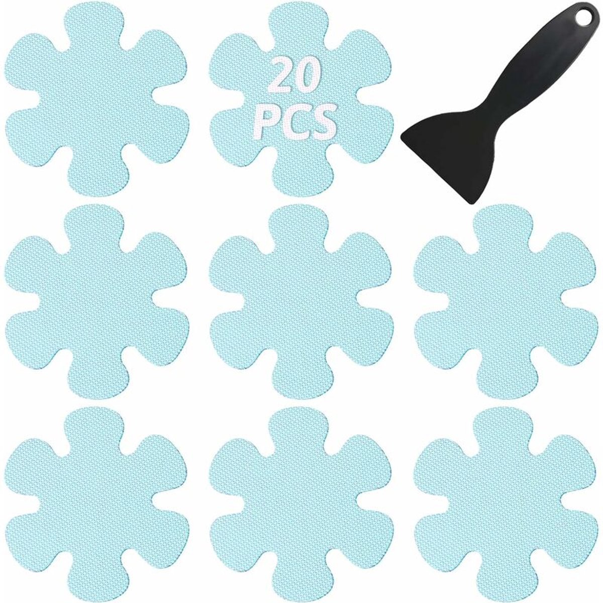 Antislipstickers voor in bad met schrapers, voor extra veiligheid op gladde oppervlakken (blauw) 20 stuks