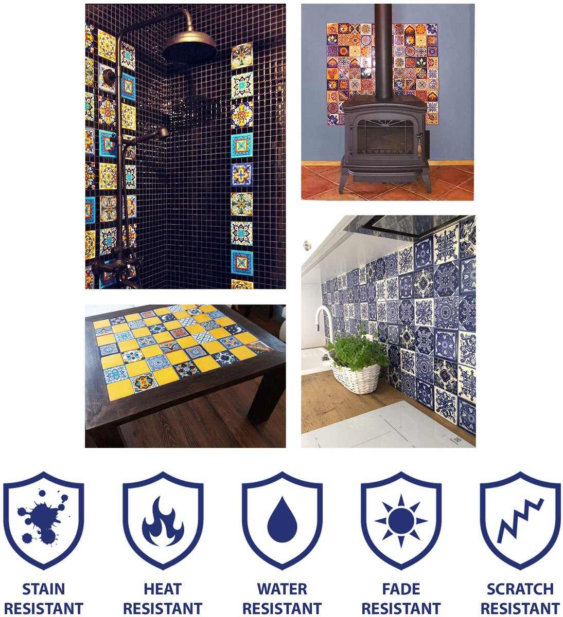 SnelShoppen - Decoratieve Mexicaanse Wandtegels 10x10 cm - 30 Stuks - Perfect voor Badkamer en Keuken - Ceramische Tegels - Kleurvol en Duurzaam