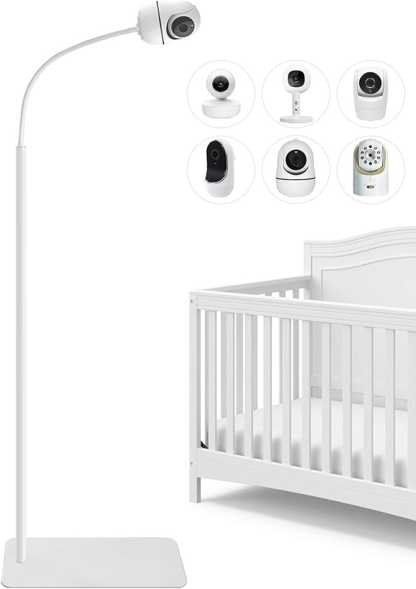 Babyfoonhouder Vloerstandaard - Camera Standaard - Babykamer Monitoren - 360 Graden Verstelbaar - 170 cm Hoog - Wit