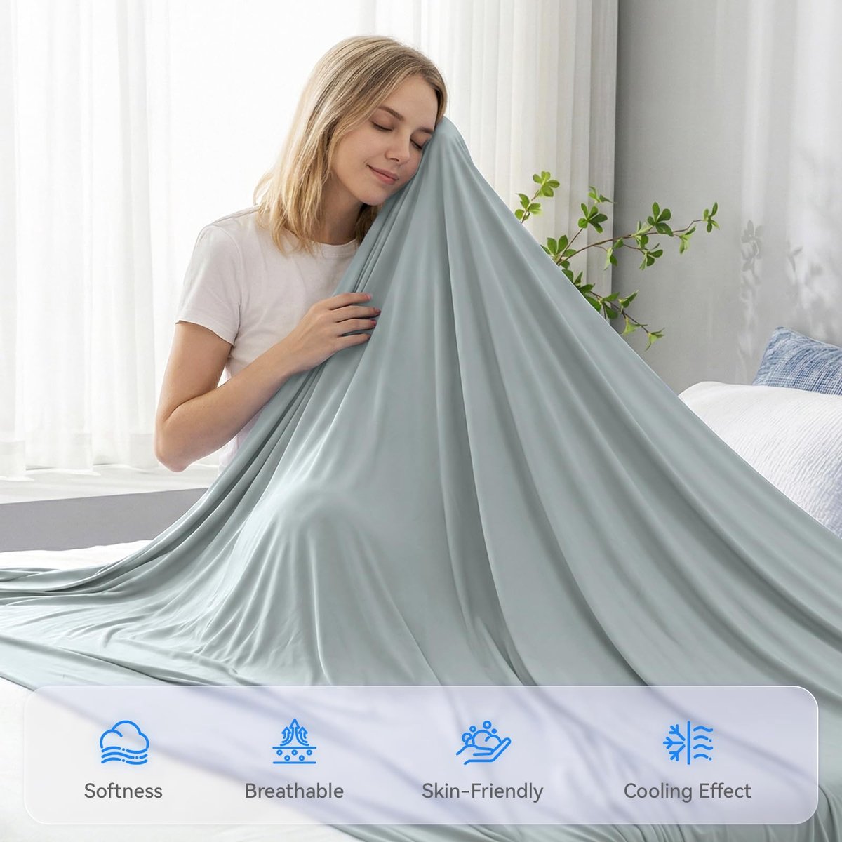 SnelShoppen - Koelende Deken voor Nachtzweters, Verkoelende Dunne Deken met Japanse Q-Max >0,45 Arc-Chill Vezels, Lichte & Ademende Zomerdeken 127 x 1