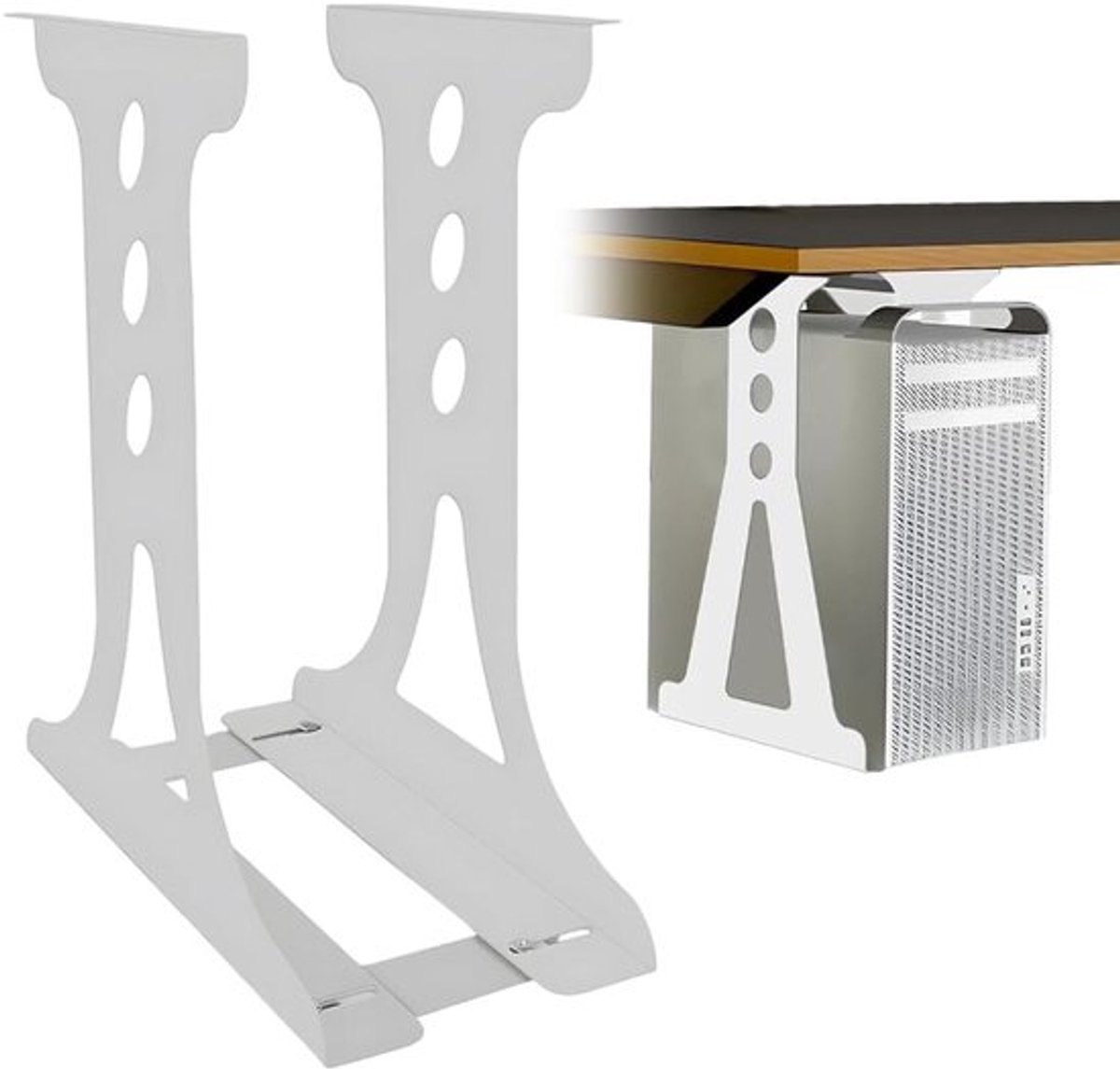 Onderbureau PC Houder, Stevige Computerhouder voor In hoogte Verstelbare Tafels, Geschikt voor Torens tot 35 kg, Robuuste Stalen Constructie, Wandmontage Opties