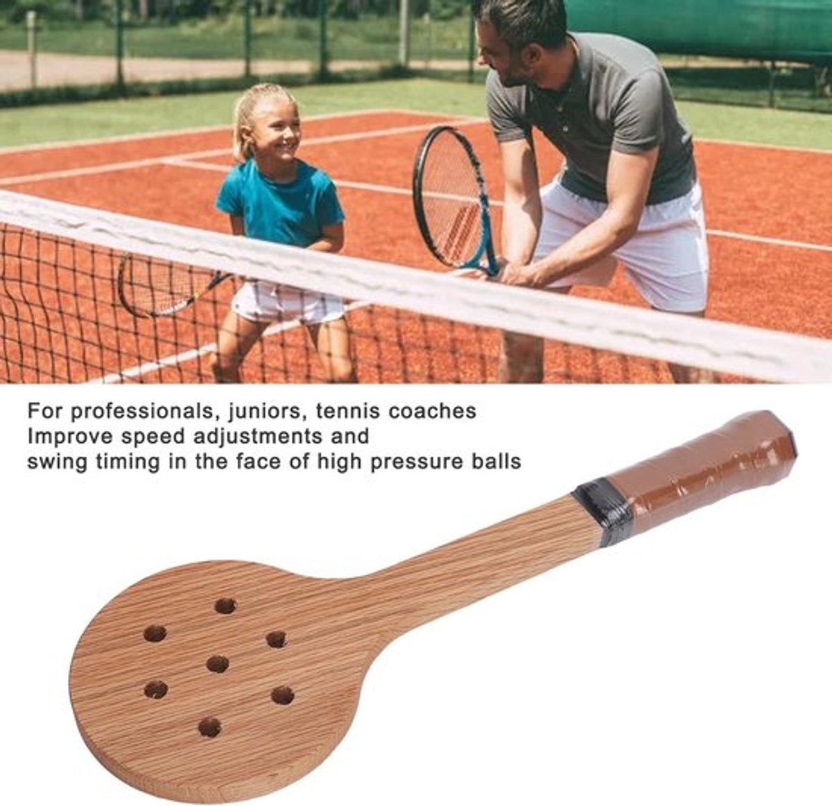 Houten tenniswijzer voor functionele training met lichtgewicht ontwerp